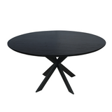 Eettafel Rond - Zwart Eikenhout - Matrixpoot - 150 cm