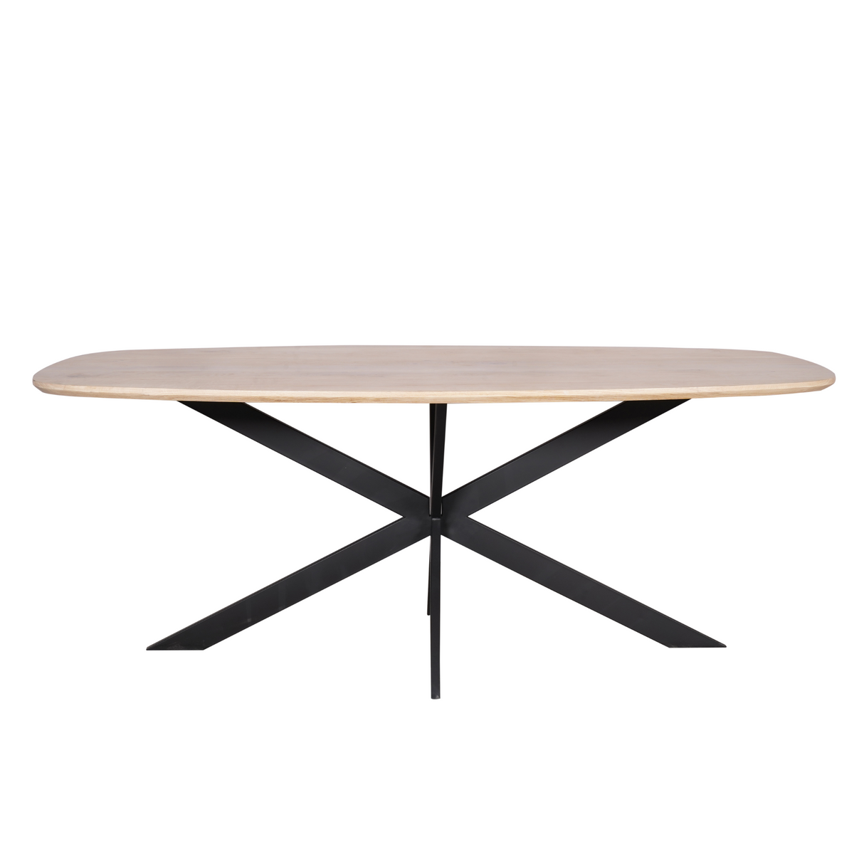 Eettafel Deens Ovaal - Naturel Eikenhout - Stalen Frame - 200 cm