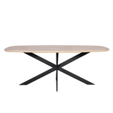 Eettafel Deens Ovaal - Naturel Eikenhout - Stalen Frame - 200 cm