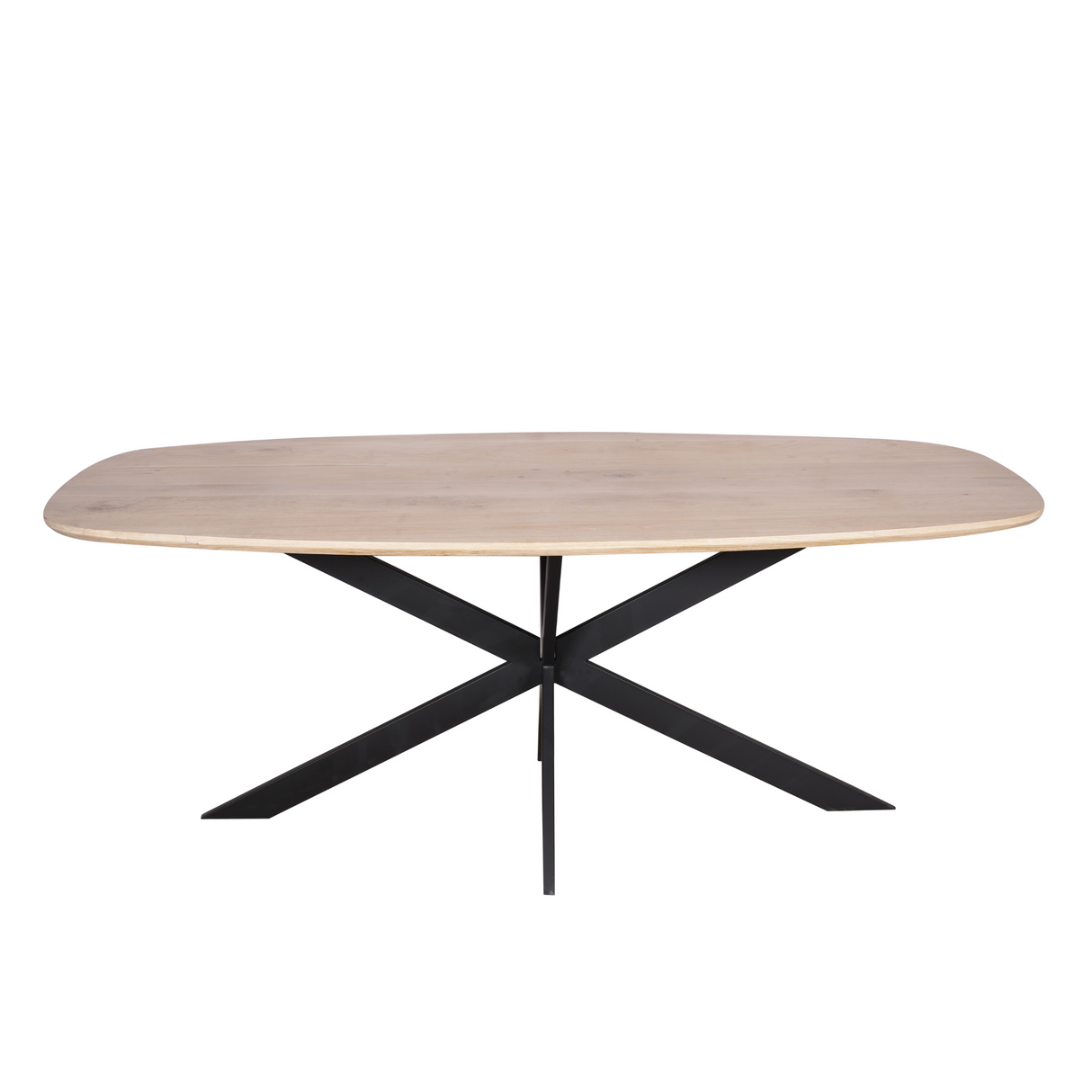 Eettafel Deens Ovaal - Naturel Eikenhout - Stalen Frame - 200 cm
