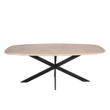 Eettafel Deens Ovaal - Naturel Eikenhout - Stalen Frame - 200 cm