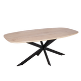 Eettafel Deens Ovaal - Naturel Eikenhout - Stalen Frame - 200 cm