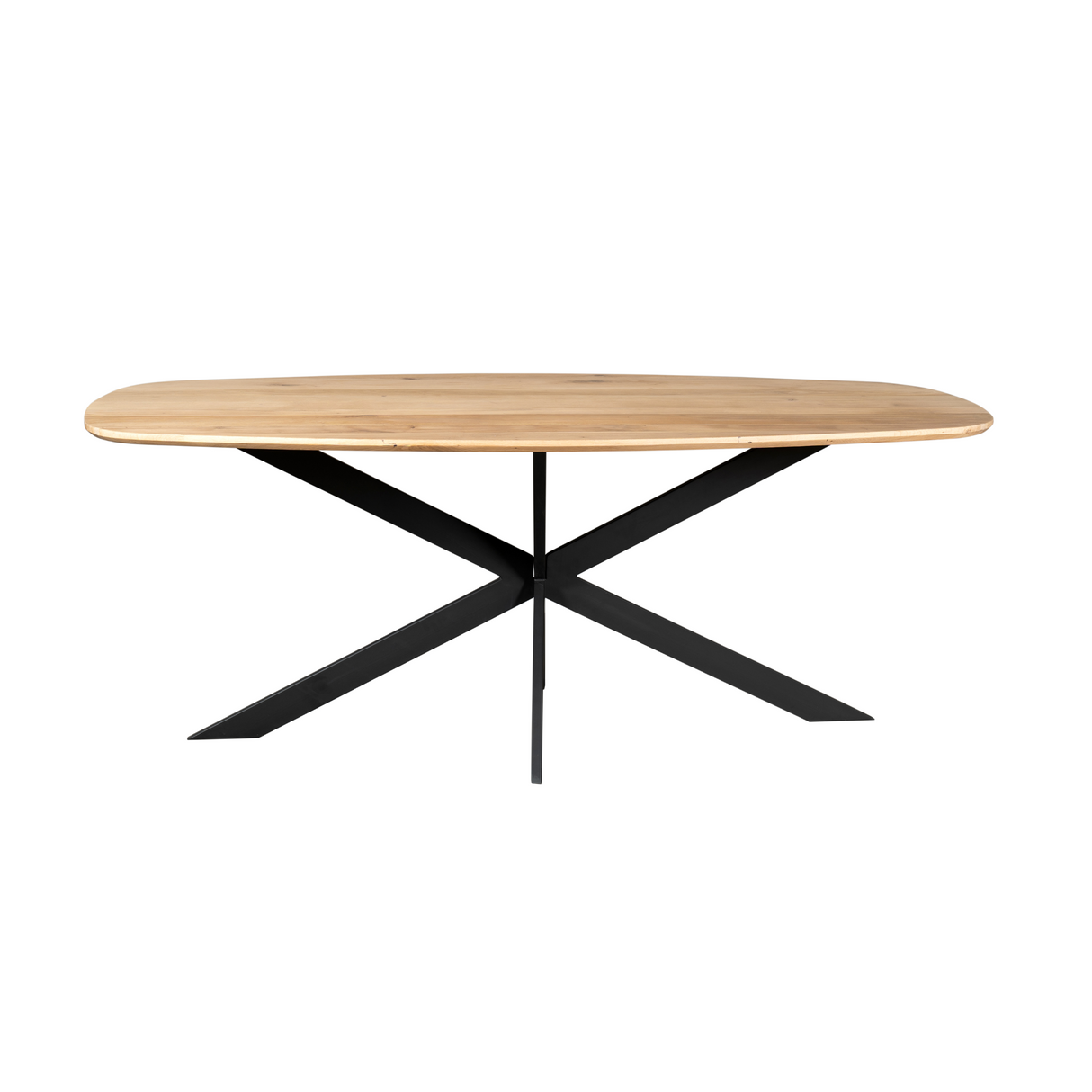 Eettafel Deens Ovaal - Naturel Eikenhout - Stalen Frame - 200 cm