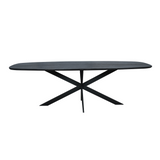 Eettafel Deens Ovaal - Zwart Eikenhout - Stalen Frame - 200 cm