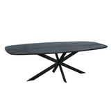 Eettafel Deens Ovaal - Zwart Eikenhout - Stalen Frame - 200 cm