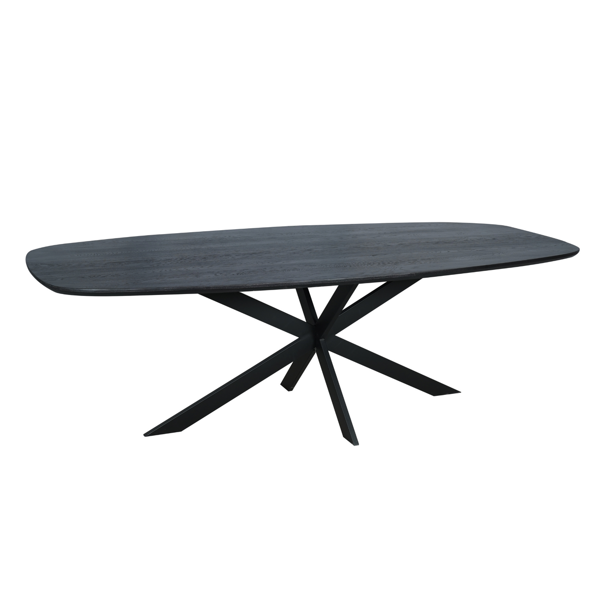 Eettafel Deens Ovaal - Zwart Eikenhout - Stalen Frame - 240 cm