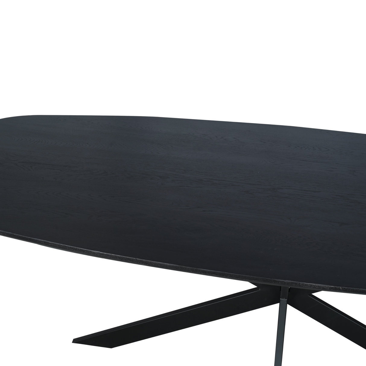 Eettafel Deens Ovaal - Zwart Eikenhout - Stalen Frame - 200 cm