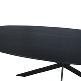 Eettafel Deens Ovaal - Zwart Eikenhout - Stalen Frame - 200 cm