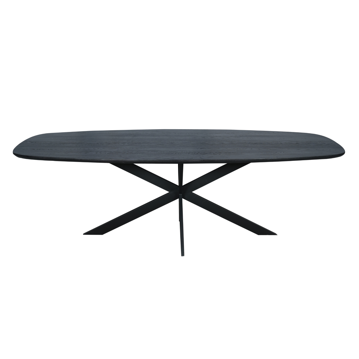 Eettafel Deens Ovaal - Zwart Eikenhout - Stalen Frame - 240 cm