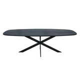 Eettafel Deens Ovaal - Zwart Eikenhout - Stalen Frame - 240 cm