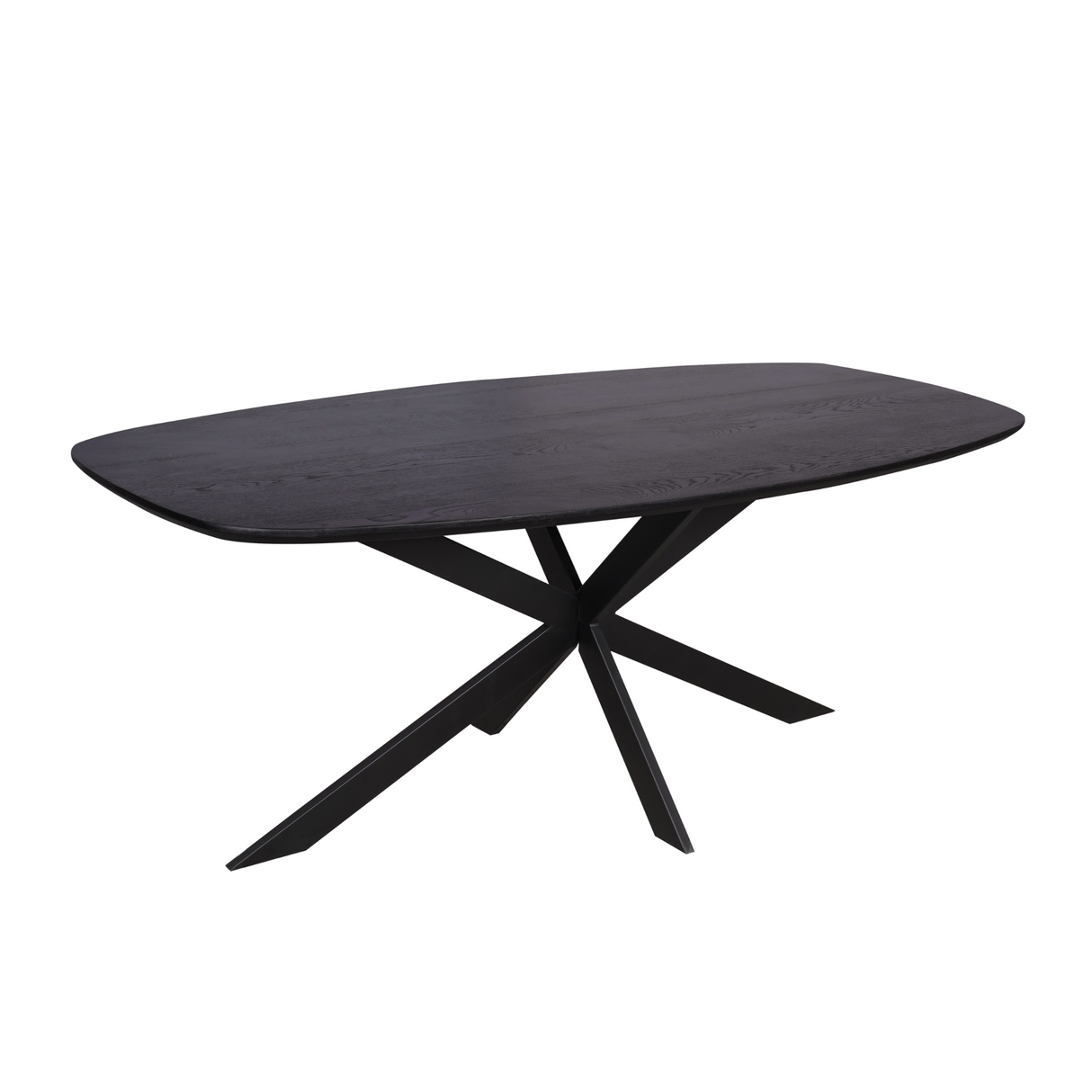 Eettafel Deens Ovaal - Zwart Eikenhout - Stalen Frame - 200 cm