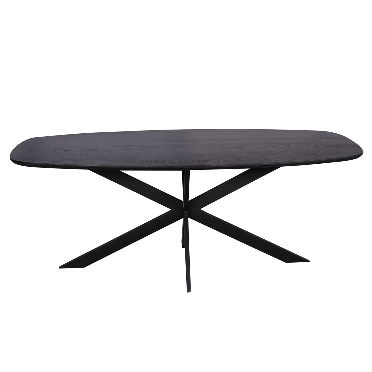Eettafel Deens Ovaal - Zwart Eikenhout - Stalen Frame - 200 cm