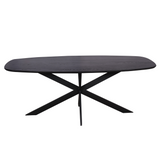 Eettafel Deens Ovaal - Zwart Eikenhout - Stalen Frame - 200 cm