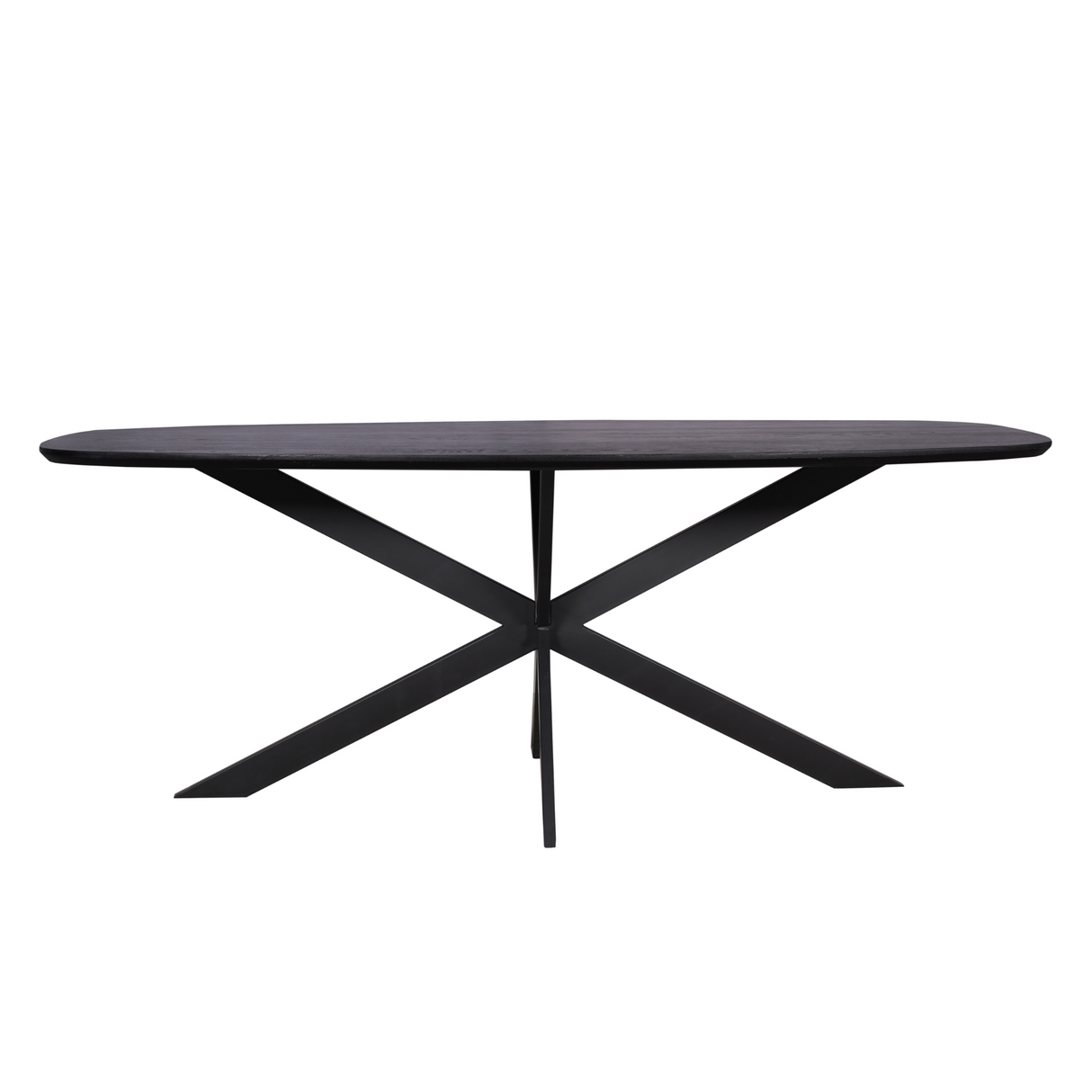 Eettafel Deens Ovaal - Zwart Eikenhout - Stalen Frame - 200 cm