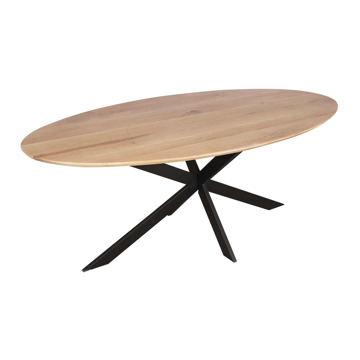 Ovale Eettafel - Naturel Europees Eikenhout - 280 cm - Stalen Spider-poot