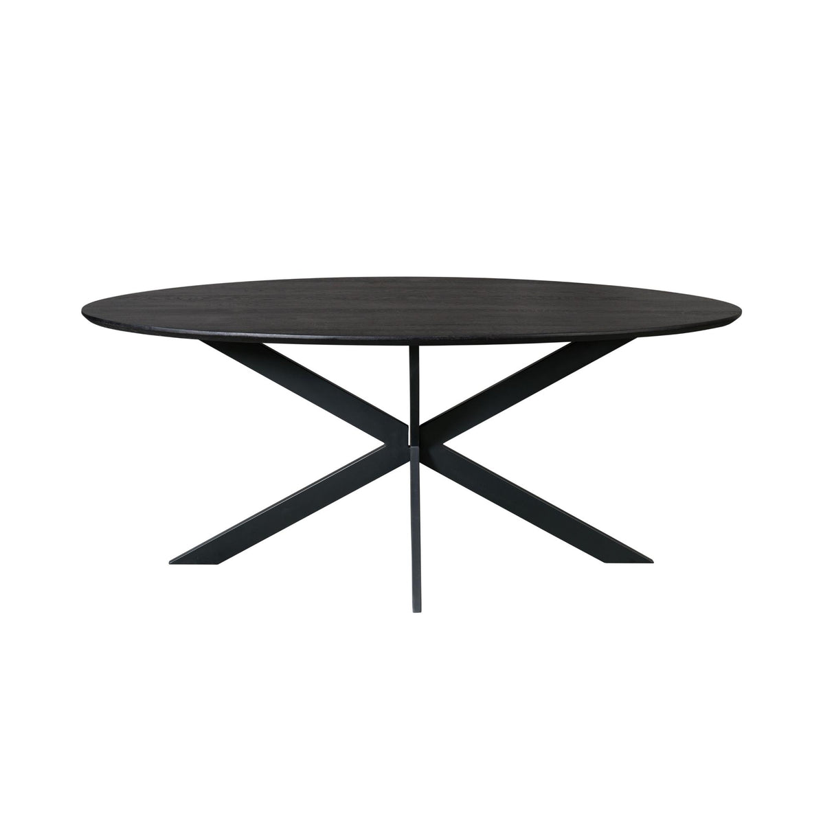 Ovale Eettafel Zwart Eikenhout - 180 cm - Massief Blad - Spinpoot