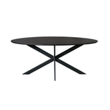 Ovale Eettafel Zwart Eikenhout - 180 cm - Massief Blad - Spinpoot