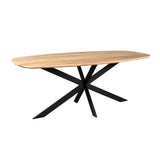 Deens Ovale Eettafel - Naturel Europees Eikenhout - 180 cm - Stalen X-Poot