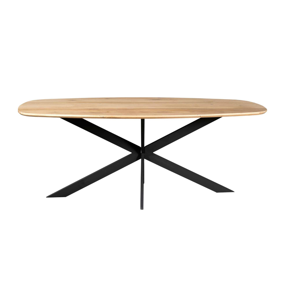 Deens Ovale Eettafel - Naturel Europees Eikenhout - 180 cm - Stalen X-Poot