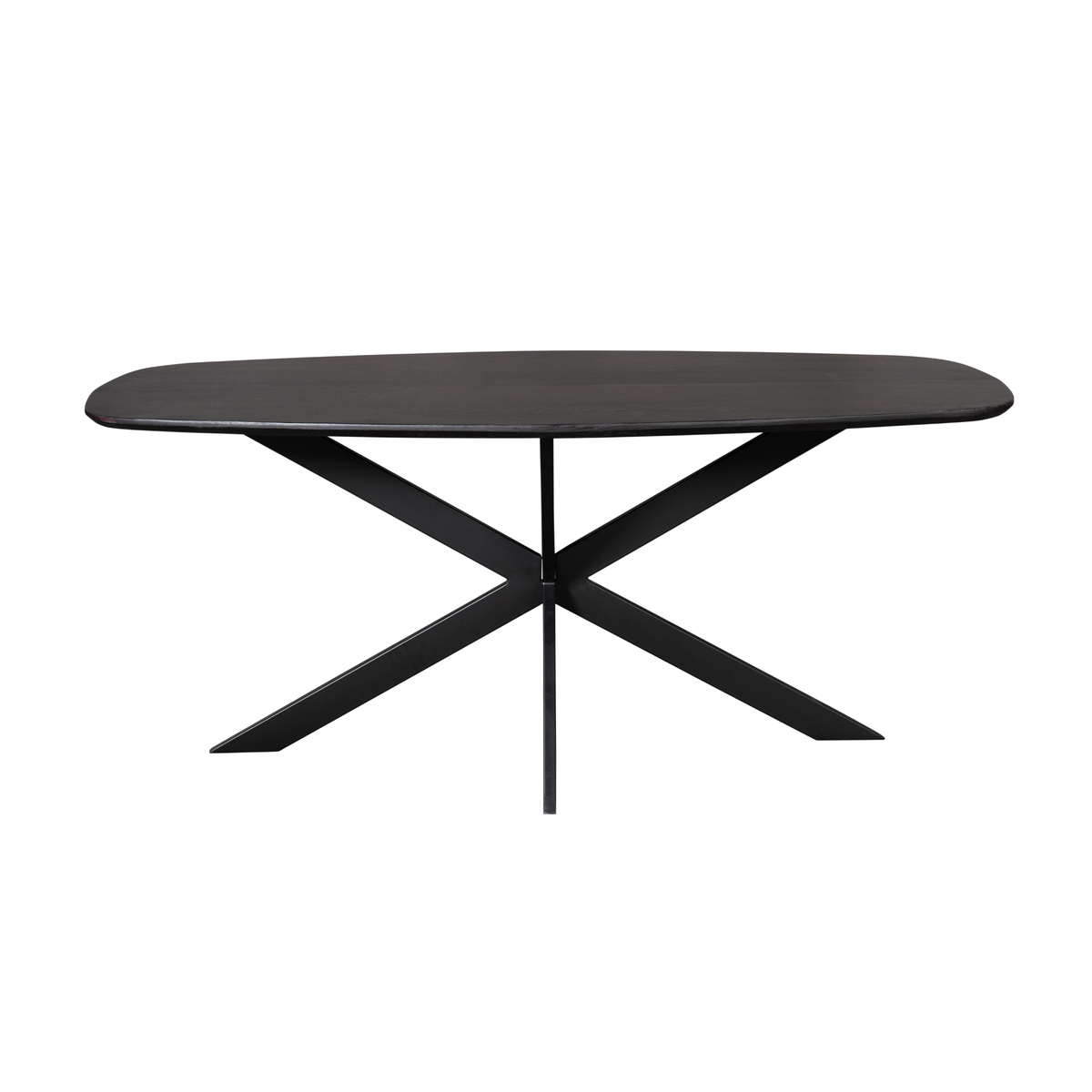 Ovale Eettafel Ferris - Zwart Europees Eikenhout - 180 cm - Stalen Spider-poot