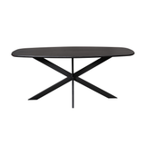 Ovale Eettafel Ferris - Zwart Europees Eikenhout - 180 cm - Stalen Spider-poot