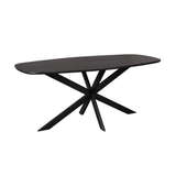 Ovale Eettafel Ferris - Zwart Europees Eikenhout - 180 cm - Stalen Spider-poot