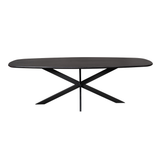 Deens Ovale Eettafel - Zwart Europees Eikenhout - 280 cm - Stalen X-Poot