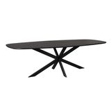 Deens Ovale Eettafel - Zwart Europees Eikenhout - 280 cm - Stalen X-Poot