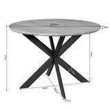 Ronde Eettafel - 110 cm - Bruin Europees Eikenhout - Zwart Stalen Designpoot