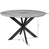 Ronde Eettafel - Ø 130 cm - Bruin Europees Eikenhout - Zwart Stalen Designpoot