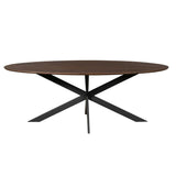 Ovale Eettafel - 240 cm - Bruin Europees Eikenhout - Zwart Stalen Designpoot