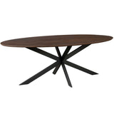Ovale Eettafel - 210 cm - Bruin Europees Eikenhout - Zwart Stalen Designpoot