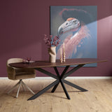 Deens Ovale Eettafel - 180 cm - Bruin Europees Eikenhout - Zwart Stalen Designpoot