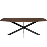 Deens Ovale Eettafel - 240 cm - Bruin Europees Eikenhout - Zwart Stalen Designpoot