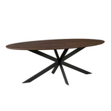 Ovale Eettafel - 280 cm - Bruin Europees Eikenhout - Zwart Stalen Designpoot
