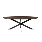 Ovale Eettafel - 180 cm - Bruin Europees Eikenhout - Zwart Stalen Designpoot