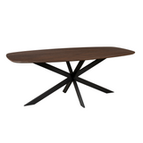 Deens Ovale Eettafel - 180 cm - Bruin Europees Eikenhout - Zwart Stalen Designpoot