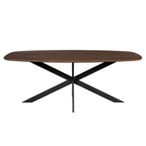 Deens Ovale Eettafel - 280 cm - Bruin Europees Eikenhout - Zwart Stalen Designpoot