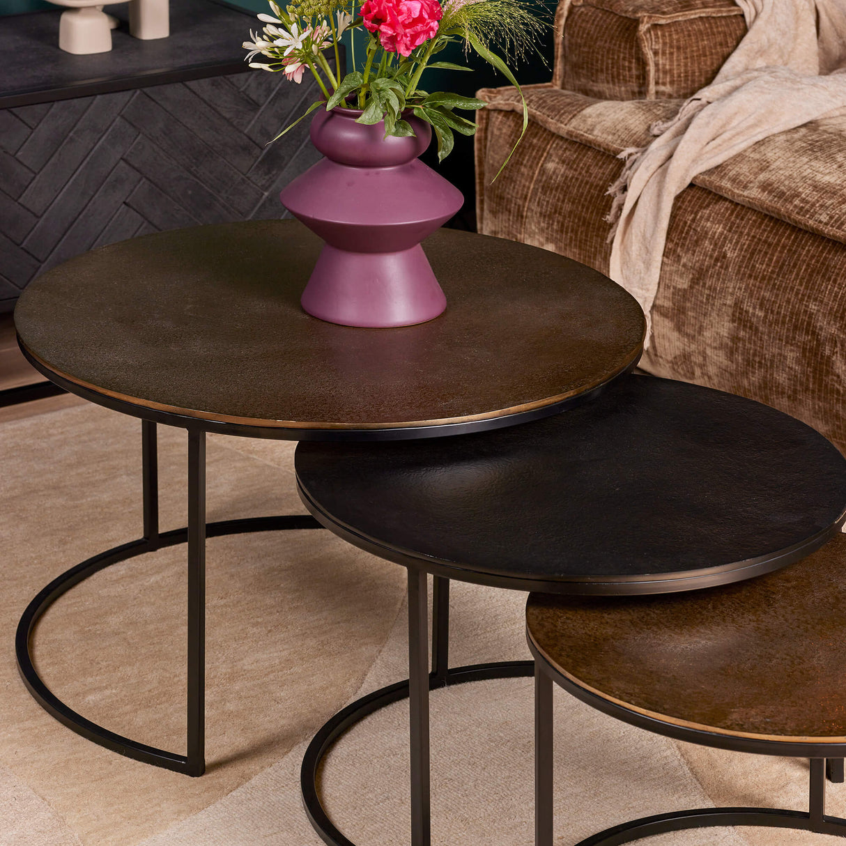 Salontafel set - Goud/Zwart - Aluminium - (3 stuks) - 75 cm