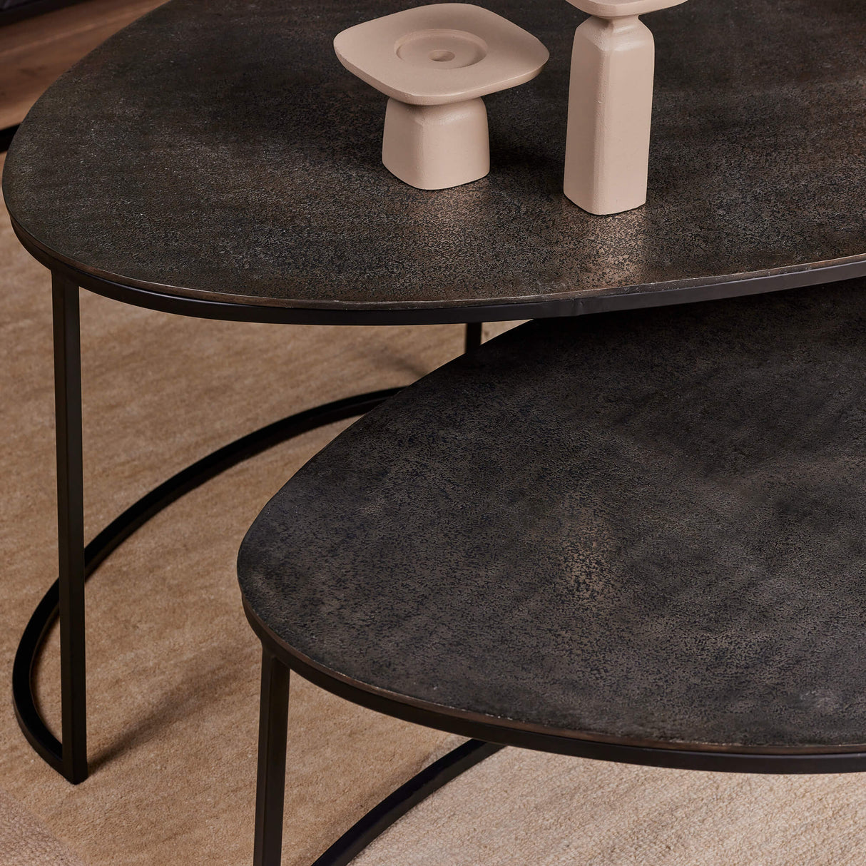 Salontafel set - Zwart - Aluminium - IJzer - 65 cm - Druppelvorm