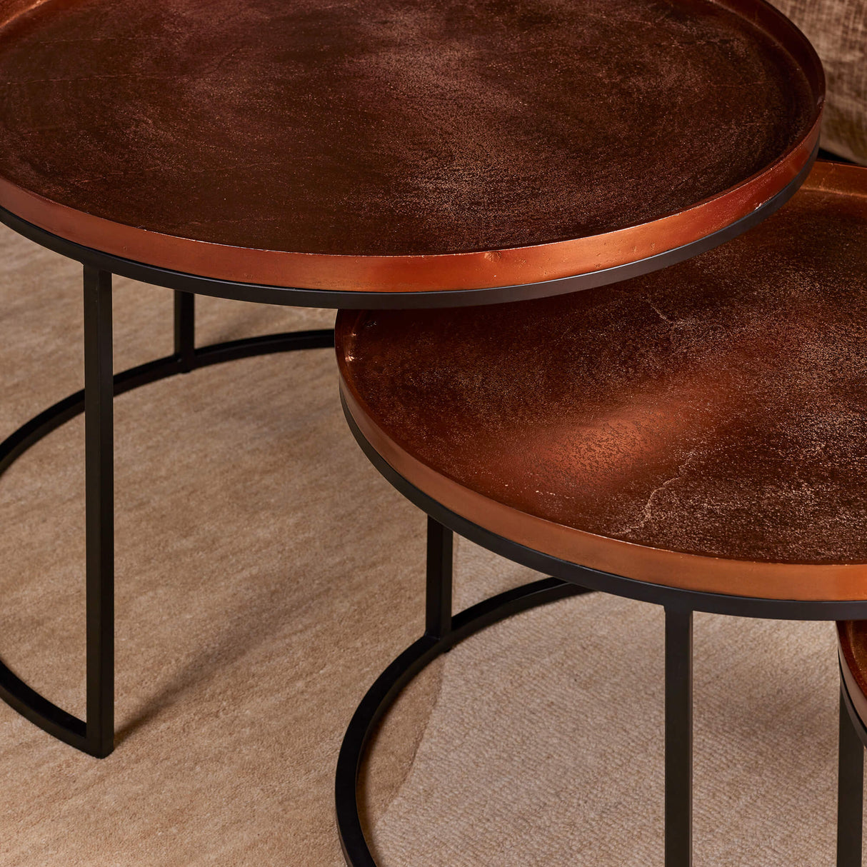 Salontafel set - Koper - Aluminium - Metaal - 70 cm - Rond - Set van 3