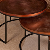 Salontafel set - Koper - Aluminium - Metaal - 70 cm - Rond - Set van 3