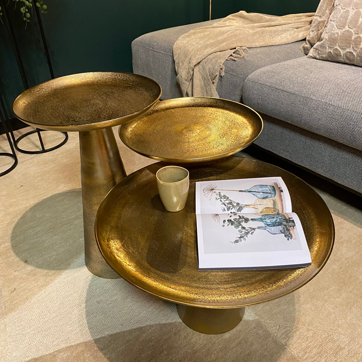 Salontafel - Goud - Aluminium - 60 cm - Rond - Kegelvoet