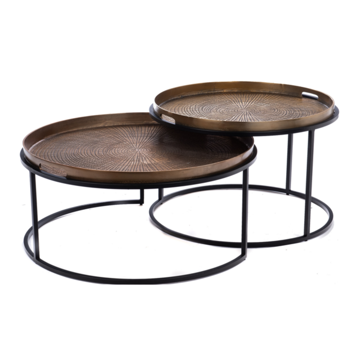 Ronde Salontafel Set Brons Aluminium - Tray Design - Set van 2