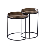 Ronde Bijzettafel Set Brons Aluminium - Tray Design - Set van 2