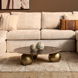 Ronde Salontafel Goud Aluminium - 90 cm - Design met Bolpoten