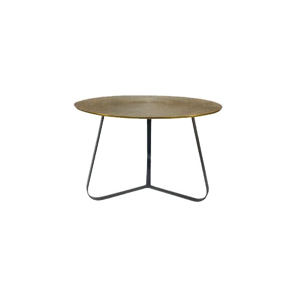 Ronde Salontafel Antiek Goud - 60 cm - Aluminium met Industrieel Onderstel