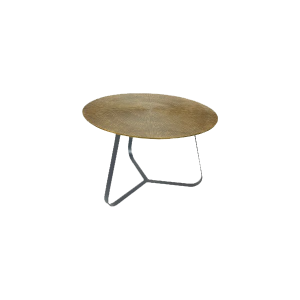 Ronde Salontafel Antiek Goud - 60 cm - Aluminium met Industrieel Onderstel