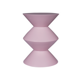 Bijzettafel - Roze Mangohout - Gestapeld Geometrisch Design - 33 cm