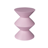 Bijzettafel - Roze Mangohout - Gestapeld Geometrisch Design - 33 cm